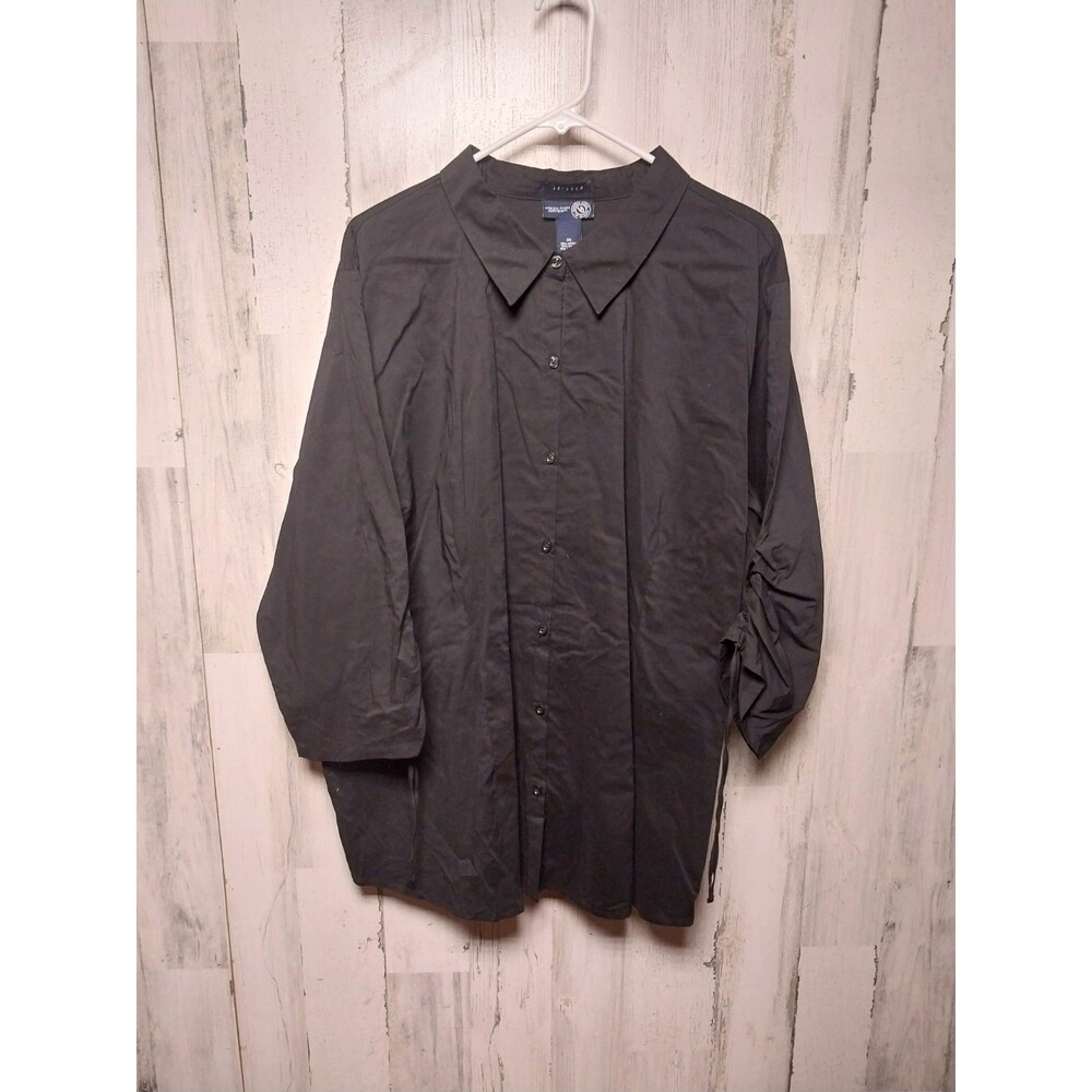 Venezia Shirt Ladies 26 Black Button Front 3/4 Sleeve